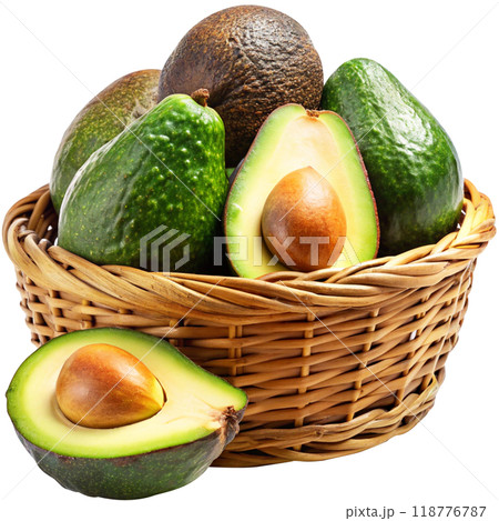 fresh avocado in basket isolated fresh avocado in basket isolated 118776787