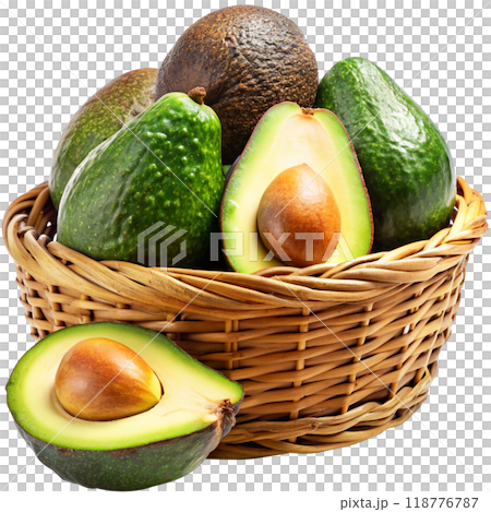 fresh avocado in basket isolated fresh avocado in basket isolated 118776787