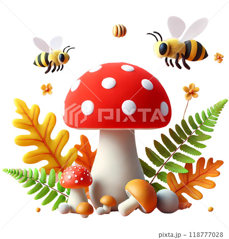 3D red mushroom 118777028