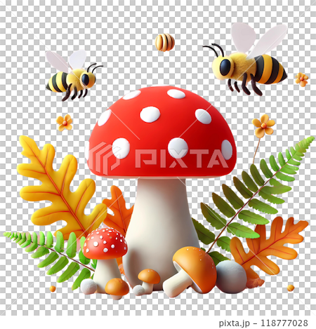 3D red mushroom 118777028