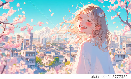 桜と若い女性 桜と若い女性 118777382
