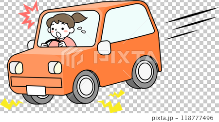 車を運転中に慌てて急停車する女性 118777496