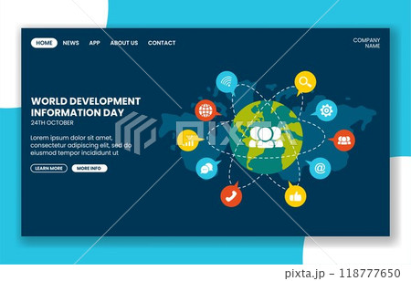 Development Information Day Social Media Landing Page Cartoon Hand Drawn Templates Background Illustration 118777650
