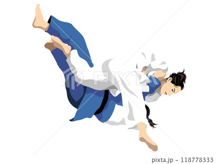 技をかける女性の柔道選手 118778333