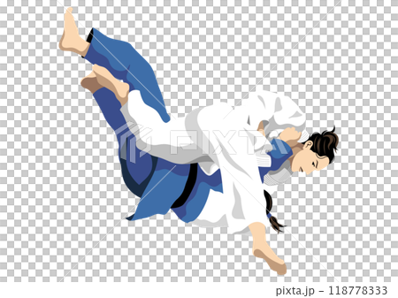 技をかける女性の柔道選手 118778333