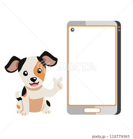 Cartoon character cute dog and smartphone 118779365
