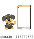 Cartoon character a dog and smartphone 118779372