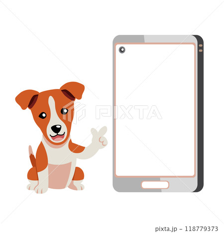 Cartoon character cute basenji dog and smartphone 118779373