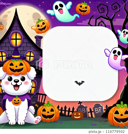 ハロウィンデコレーションフレーム、ワンちゃん② ハロウィンデコレーションフレーム、ワンちゃん② 118779502