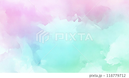 ピンクと緑の水彩テクスチャ背景　AI画像 118779712