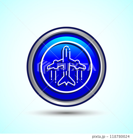 Airplane Icon Button Design Illustration. Flight Transport Sign. Travel, Holiday symbol 118780024
