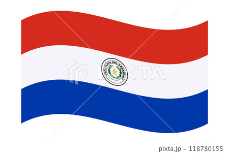 Wavy flag of Paraguay, isolated on transparent background. Flag of the Republic of Paraguay. Vector illustration Wavy flag of Paraguay, isolated on transparent background. Flag of the Republic of Paraguay. Vector illustration 118780155
