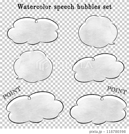Cloud-shaped speech bubble watercolor vector illustration set 118780398