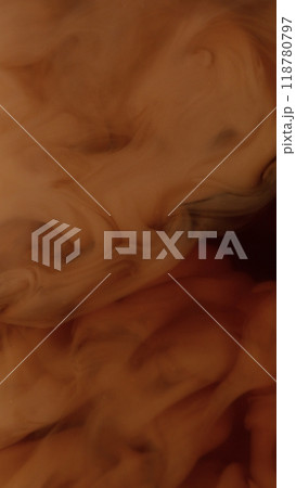 Macro Shot of Milk Mixing with Coffee Drink in Detail. 118780797