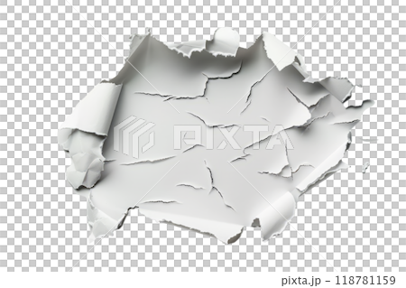 burnt holes in white paper with realistic burnt edges, isolated on a white background. burnt holes in white paper with realistic burnt edges, isolated on a white background. 118781159