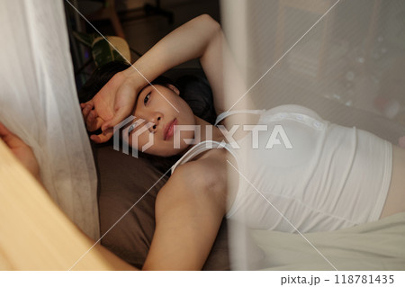 Young woman with headache and hangover Young woman with headache and hangover 118781435