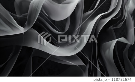 Black and white abstract background with intricate swirling patterns 118781674