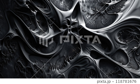 Artistic black and white abstract background with embossed textures 118781676
