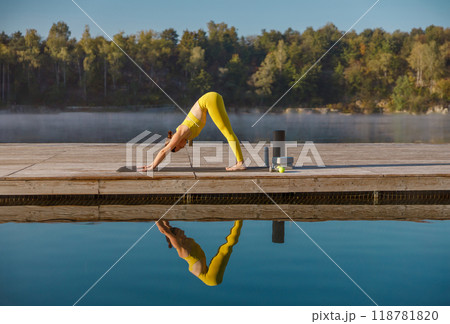 Engaging in Yoga Practice by the Water A Journey of Serenity, Calmness, and Reflection 118781820