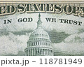 A detailed image showing the engraving In God We Trust on United States currency 118781949