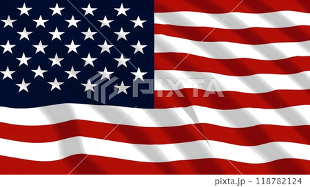 Waving American Flag_1 - the American flag with its fifty white stars and thirteen red and white stripes, waving gracefully 118782124
