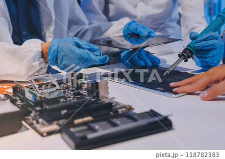 Electronics technician, electronic engineering electronic repair, electronics measuring and testing, repair and maintenance concepts. 118782383