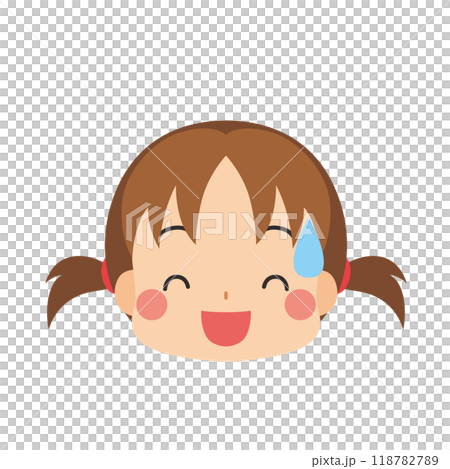 一個可愛的小女孩在冷汗中笑的插圖表情符號圖標面部表情白色背景向量 一個可愛的小女孩在冷汗中笑的插圖表情符號圖標面部表情白色背景向量 118782789