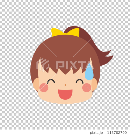 一個可愛的小女孩在冷汗中笑的插圖表情符號圖標面部表情白色背景向量 一個可愛的小女孩在冷汗中笑的插圖表情符號圖標面部表情白色背景向量 118782790