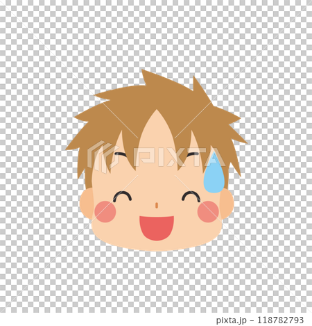 一個可愛的小男孩在冷汗中笑的插圖 Emoji 表情圖示面部表情白色背景向量 一個可愛的小男孩在冷汗中笑的插圖 Emoji 表情圖示面部表情白色背景向量 118782793