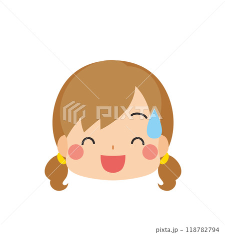 冷や汗をかいて笑う可愛い小さな女の子のイラスト 絵文字 アイコン 顔 表情 白背景 ベクター 冷や汗をかいて笑う可愛い小さな女の子のイラスト 絵文字 アイコン 顔 表情 白背景 ベクター 118782794
