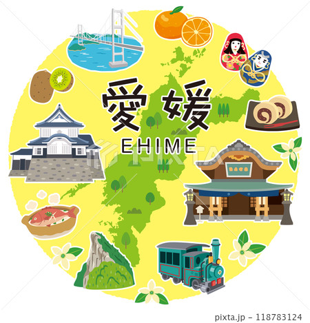 愛媛県　旅行　観光名所　名産品　素材 118783124