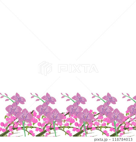 frame of flowers seamless pattern with birds and flowers frame of flowers seamless pattern with birds and flowers 118784013