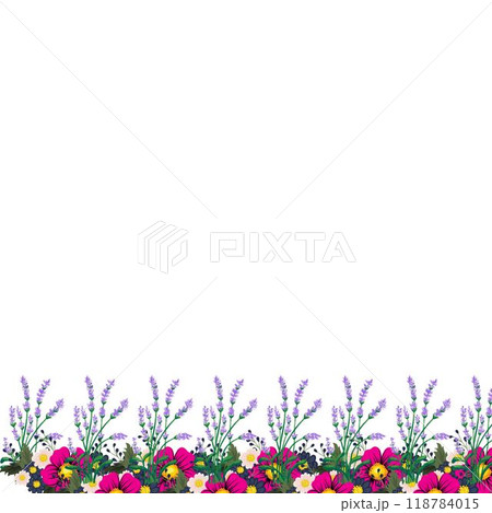 frame of flowers seamless pattern with birds and flowers frame of flowers seamless pattern with birds and flowers 118784015