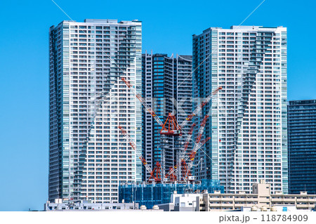 日本の東京都市景観 東京・晴海などのタワーマンションを望む 日本の東京都市景観 東京・晴海などのタワーマンションを望む 118784909