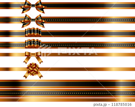 リボン、結びバリエ2-14三色、橙 118785016