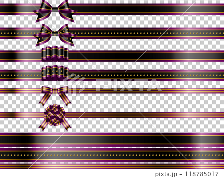 リボン、結びバリエ2-15三色、紫 118785017