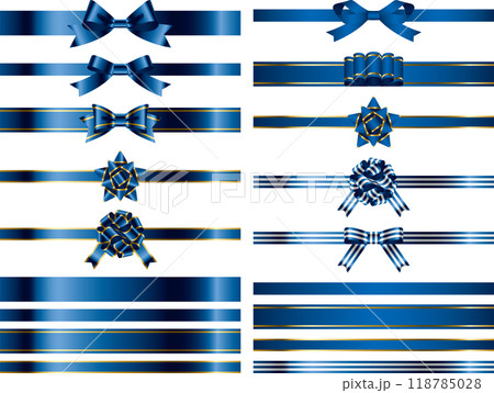 リボン、結びバリエ1-15青 リボン、結びバリエ1-15青 118785028