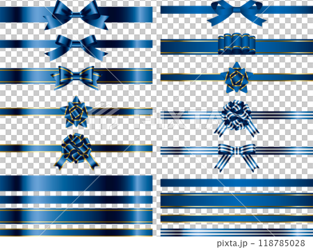 リボン、結びバリエ1-15青 リボン、結びバリエ1-15青 118785028