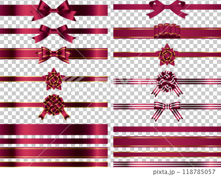リボン、結びバリエ1-11ワイン 118785057
