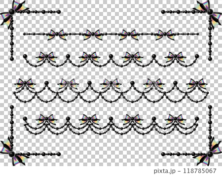 パール、石、リボンFセット、三色9虹濃 118785067