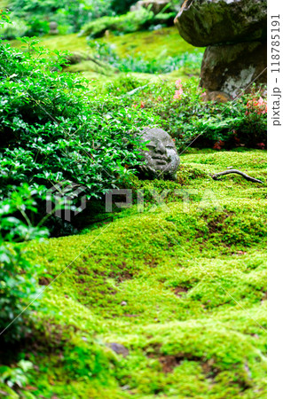 京都市左京区大原来迎院町 三千院(声明発祥の地) 有清園の苔と戯れるわらべ地蔵 京都市左京区大原来迎院町 三千院(声明発祥の地) 有清園の苔と戯れるわらべ地蔵 118785191