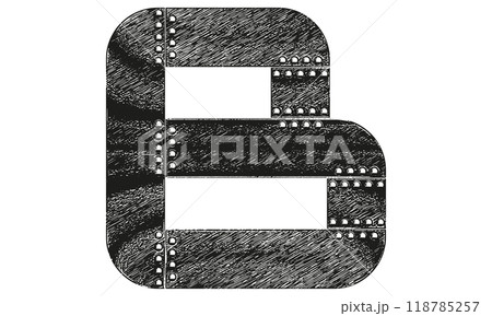 Vector decorative grunge font. Letter with riveted metal sheets. Vector decorative grunge font. Letter with riveted metal sheets. 118785257