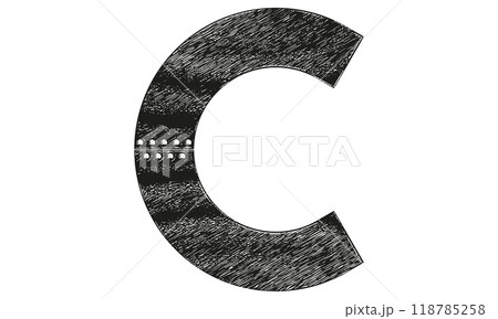 Vector decorative grunge font. Letter with riveted metal sheets. 118785258