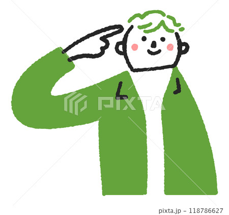 頭部を指指す若い男性 ストックイラスト素材 頭部を指指す若い男性 ストックイラスト素材 118786627