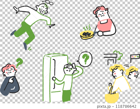 Dementia symptoms and suspicion set stock illustration material 118786642