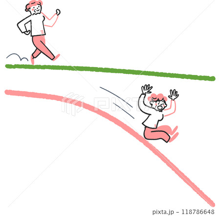 シニアの衰えのグラフ　ストックイラスト素材 118786648