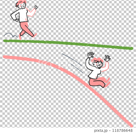 シニアの衰えのグラフ　ストックイラスト素材 118786648