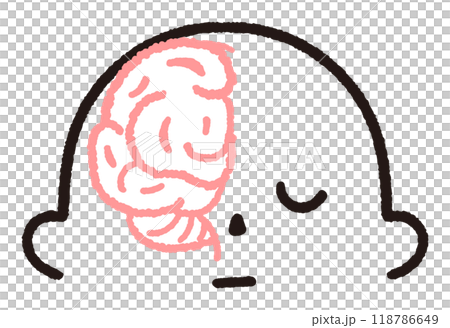 顔の上半分と脳の半分 ストック素材 顔の上半分と脳の半分 ストック素材 118786649