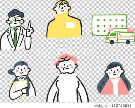 Stock image of a set of human medical systems to look after seniors 118786652