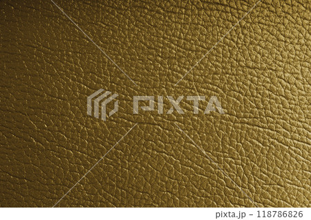 Natural, genuine yellow leather with metallic effect, texture of glossy leatherette background 118786826